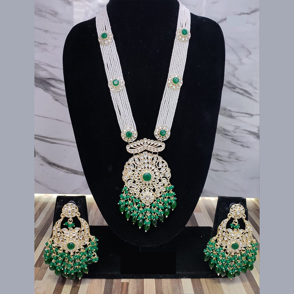 Lucentarts Jewellery Kundan Stone Long Necklace Set With Maang Tikka