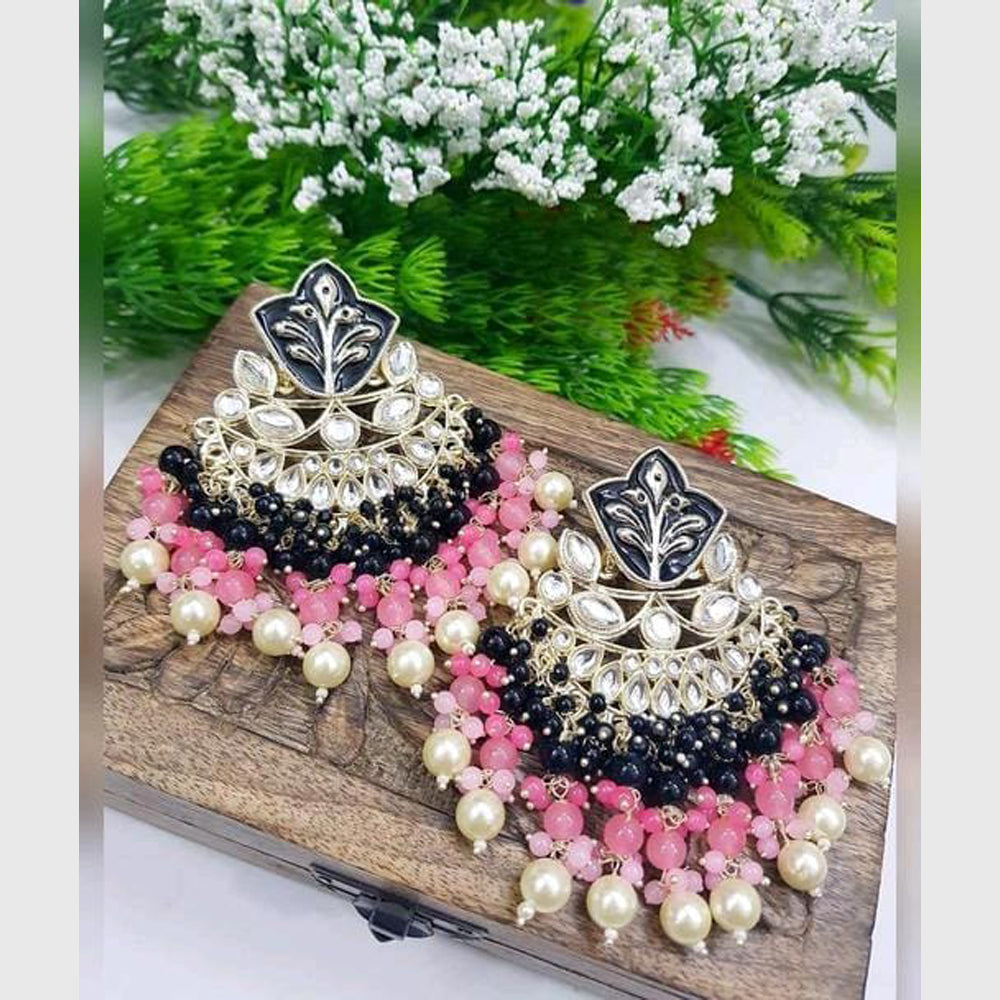 Lucentarts Jewellery Kundan Stone And Meenakari Dangler Earrings