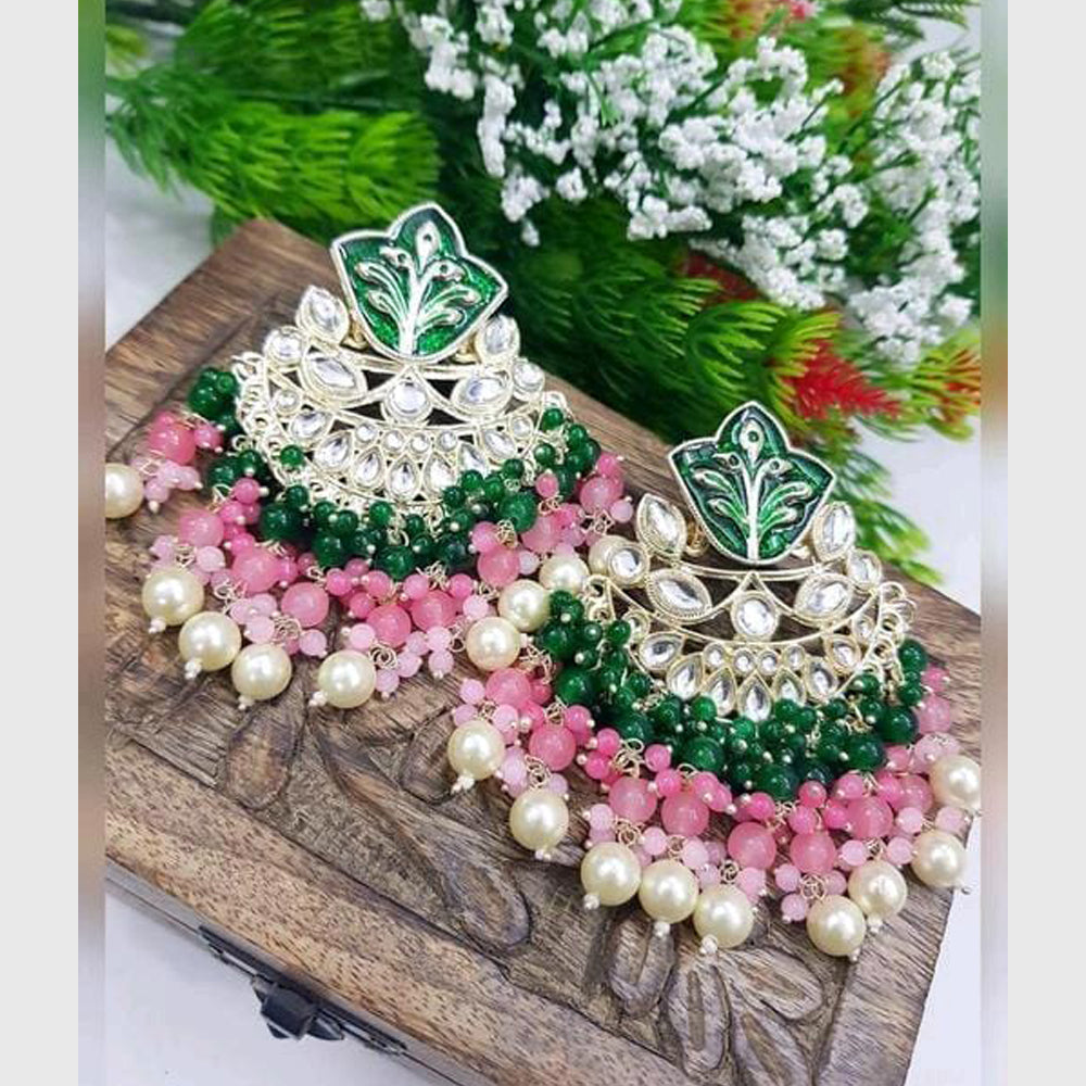 Lucentarts Jewellery Kundan Stone And Meenakari Dangler Earrings