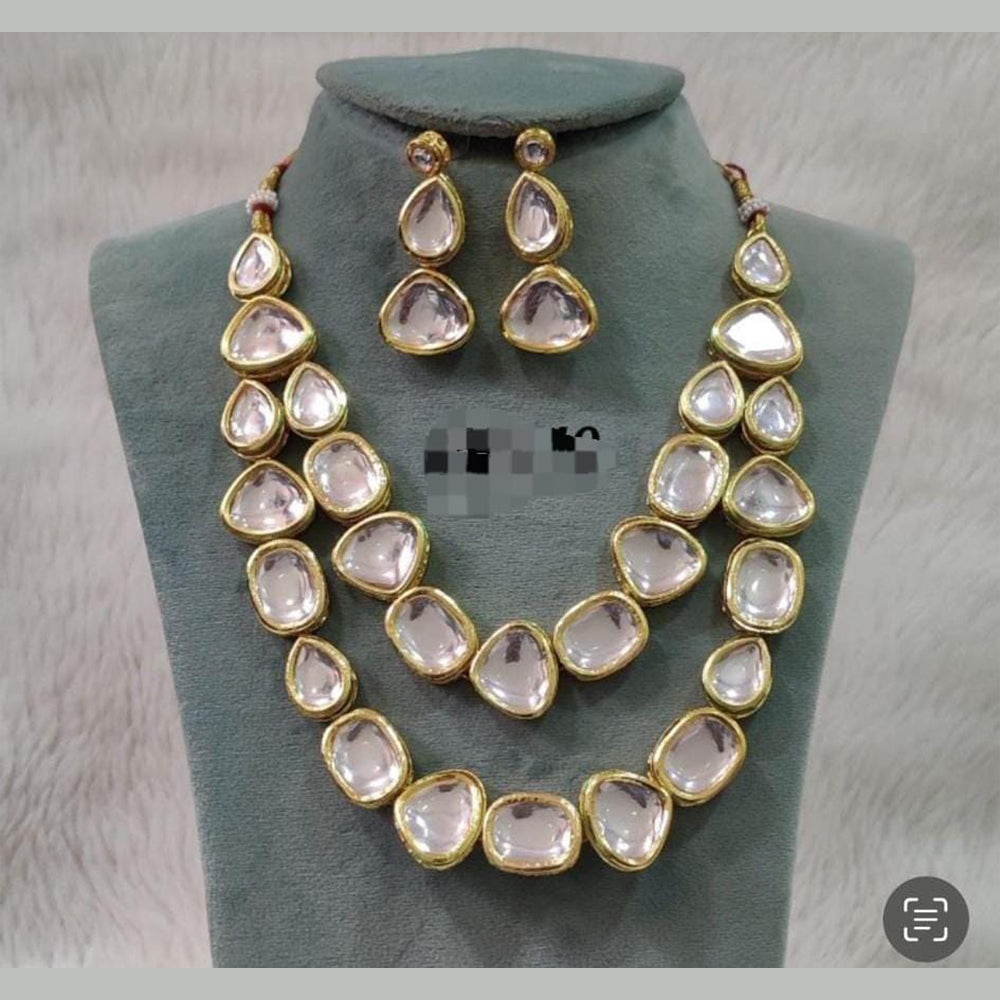 FS Collection Gold Plated Kundan Necklace Set