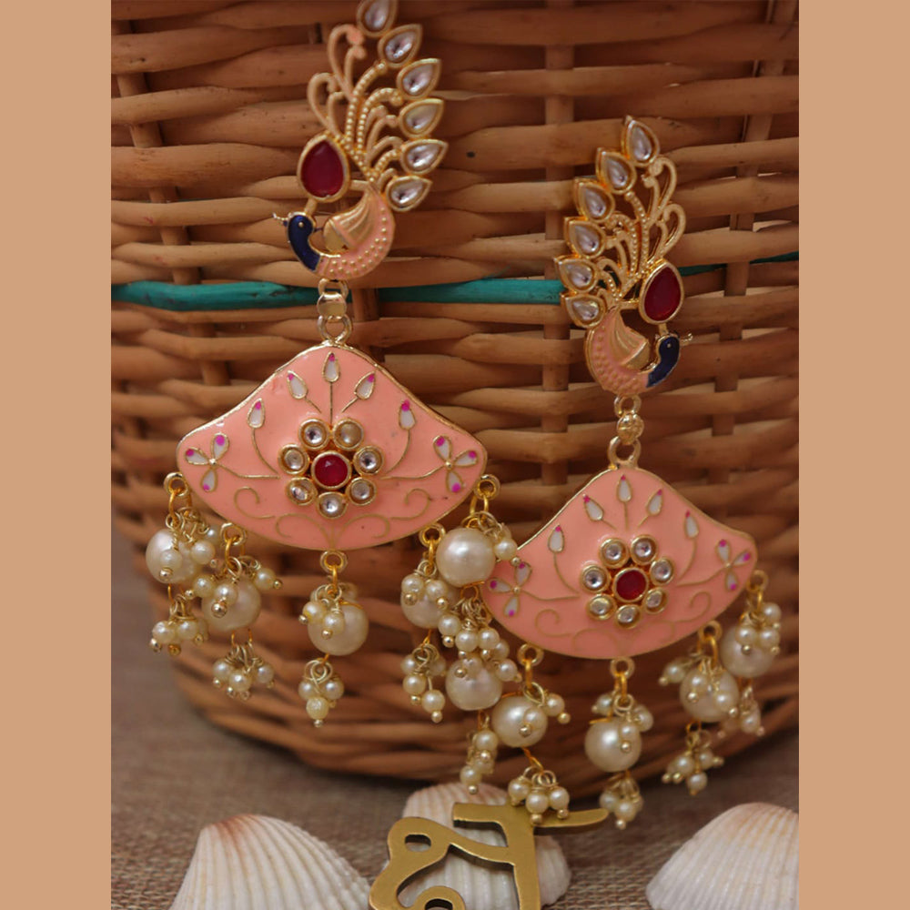 FS Collection Meenakari Peacock Kundan Earring