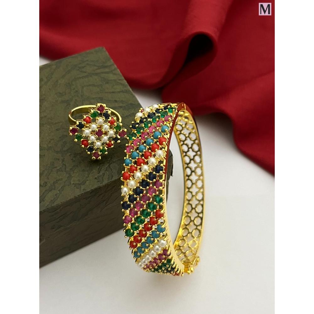 FS Collection Gold Plated Pota Stone Bangles