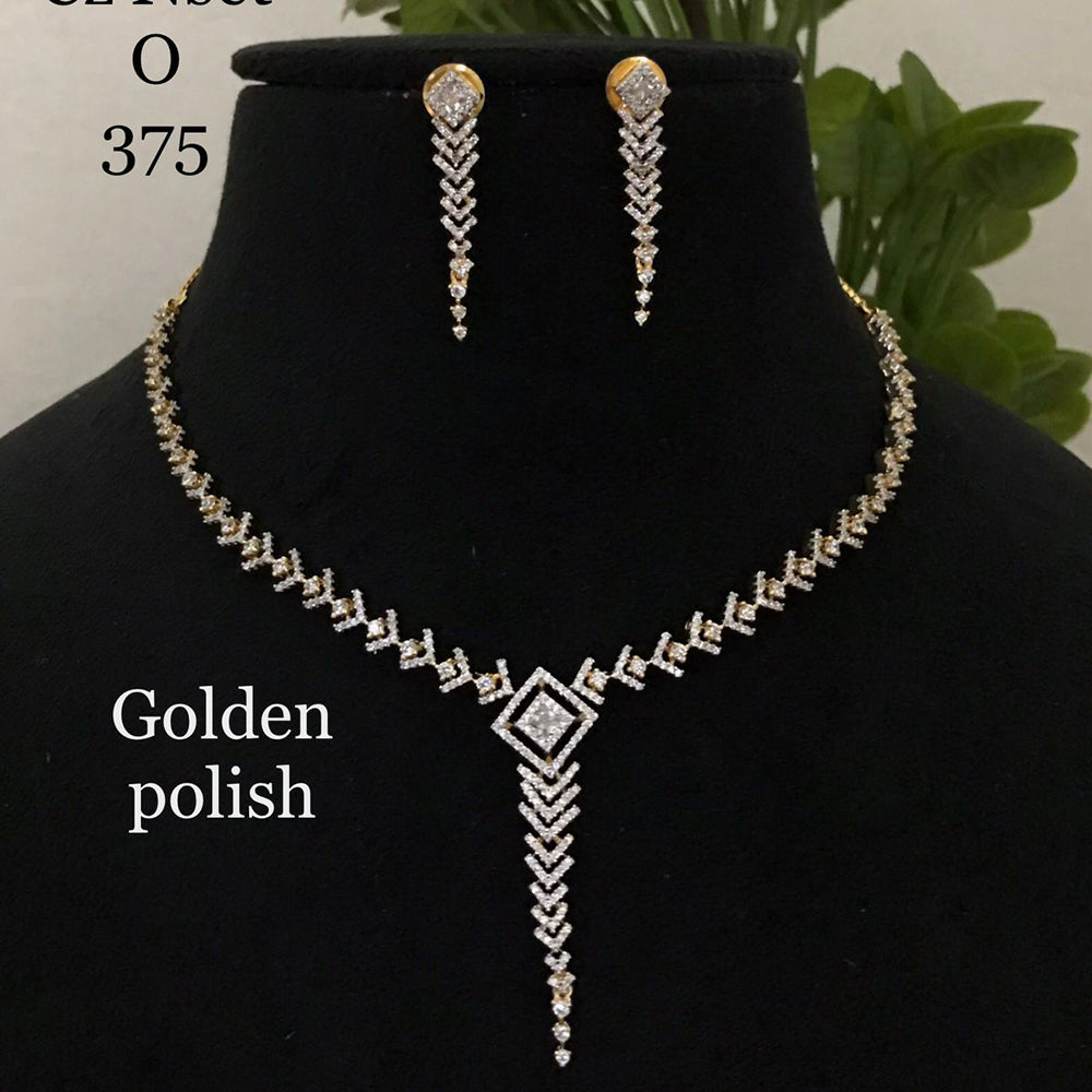 FS Collection Gold Plated Ad Stone Necklace Set