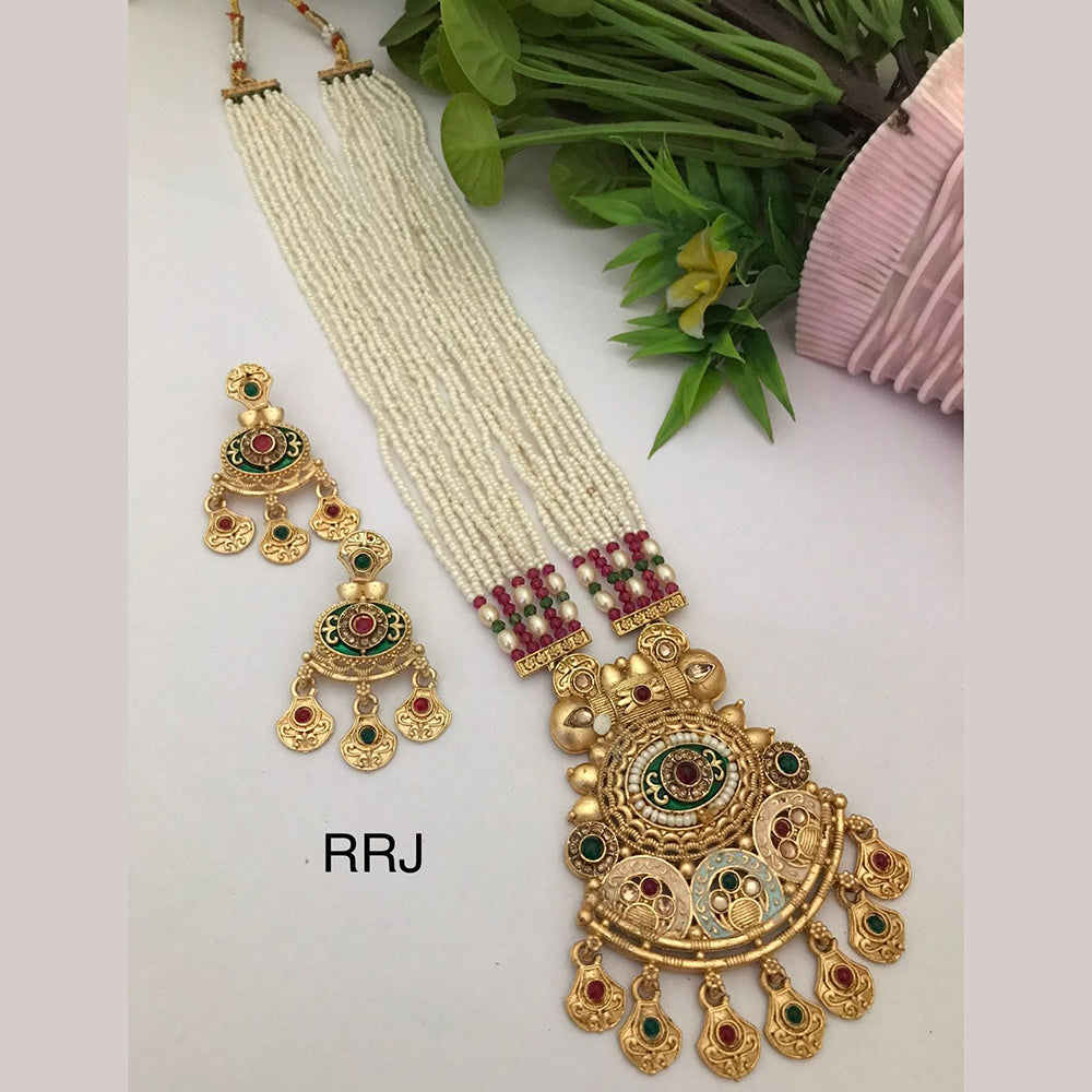 FS Collection Gold Plated Pota Stone Necklace Set