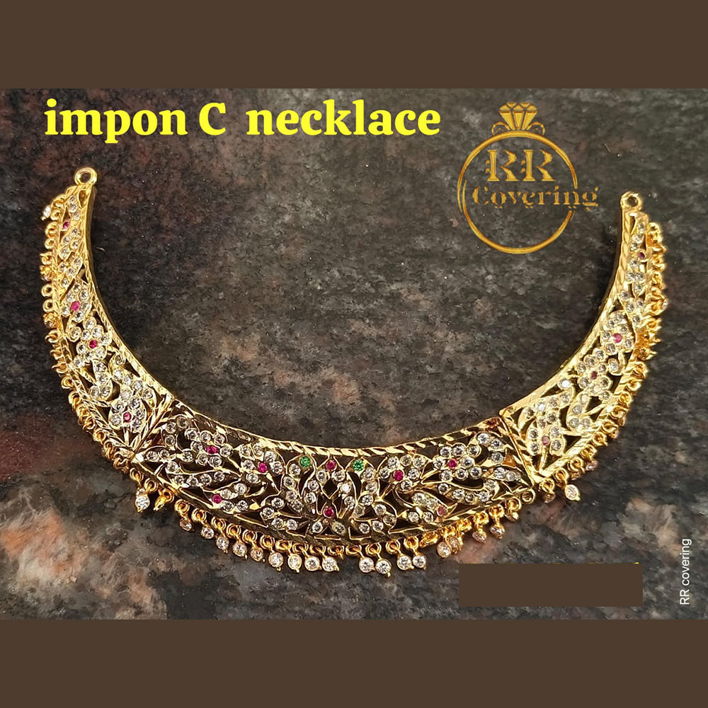 FS Collection Gold Plated Ad Stone Choker Necklace