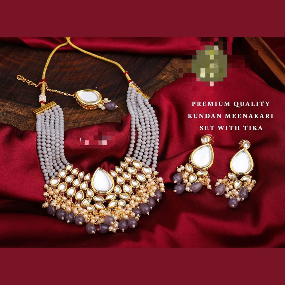 FS Collection Gold Plated Kundan Stone Choker Necklace