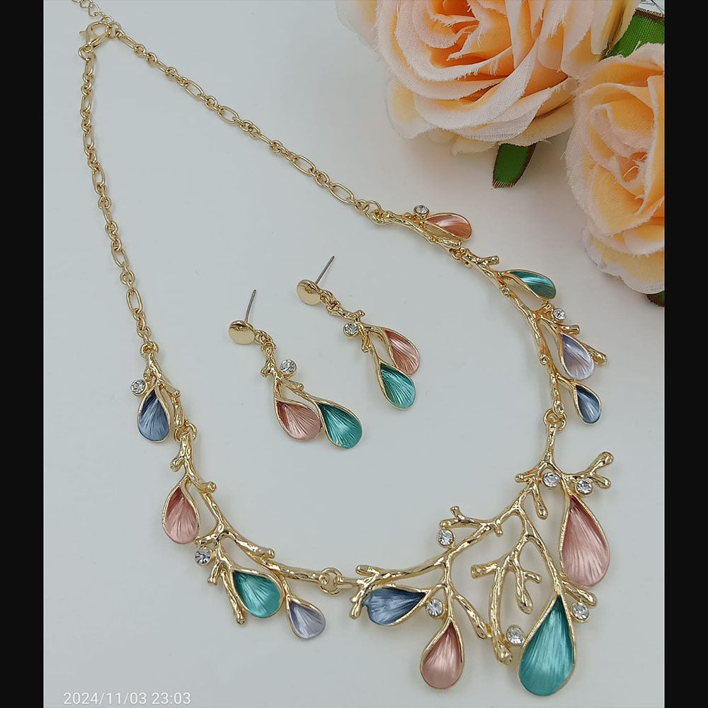 FS Collection Gold Plated Austrian Stone Necklace Set