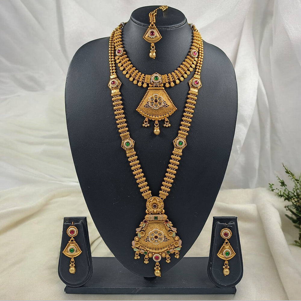 Gehana Mahal Gold Plated Pota Stone Necklace Combo