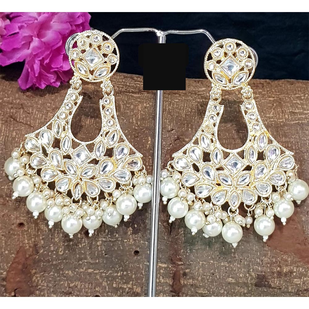 Shreeji Creation Gold Plated  Kundan Dangler Earrings