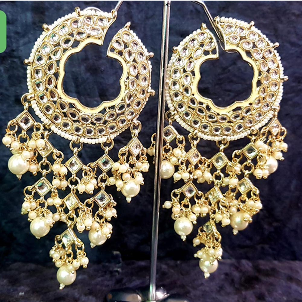 Shreeji Creation Gold Plated  Kundan Dangler Earrings