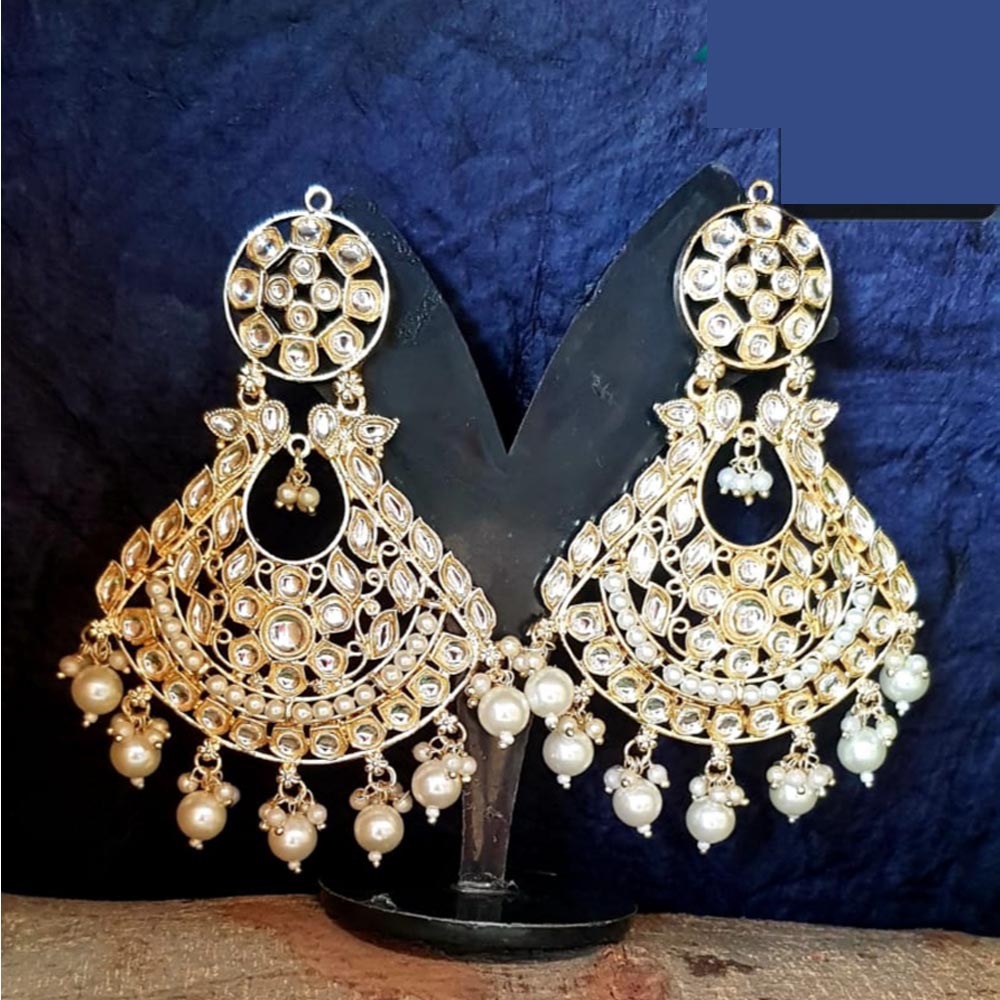 Shreeji Creation Gold Plated  Kundan Dangler Earrings