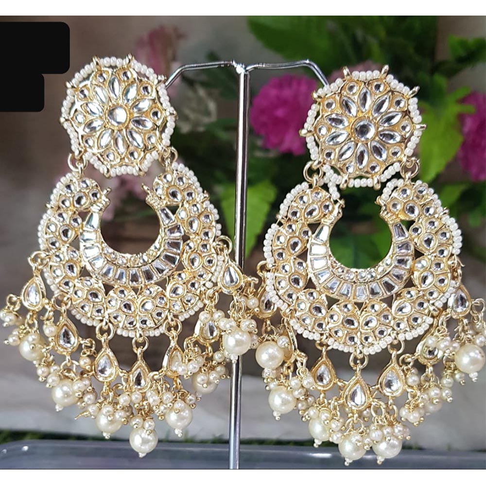 Shreeji Creation Gold Plated  Kundan Dangler Earrings