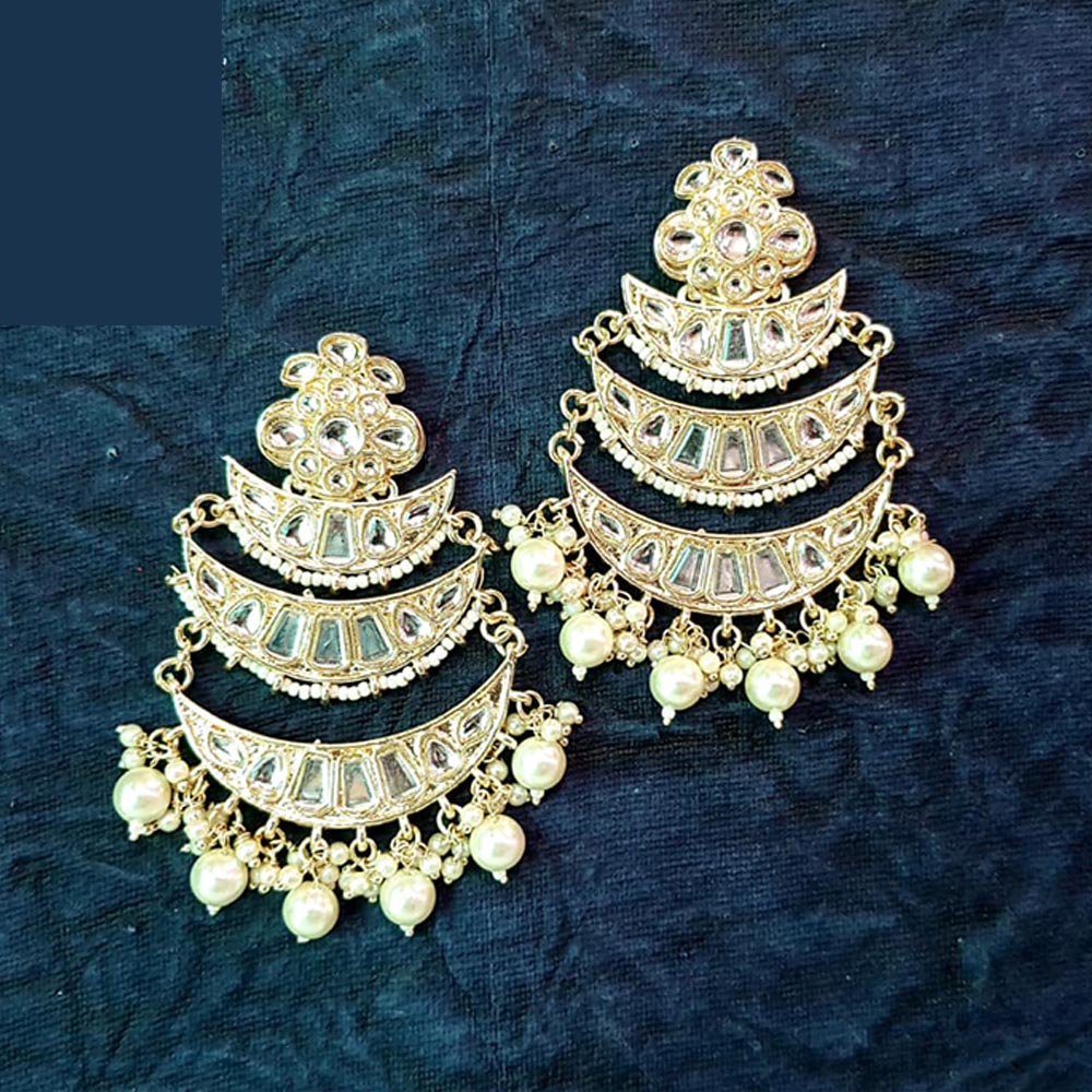 Shreeji Creation Gold Plated  Kundan Dangler Earrings