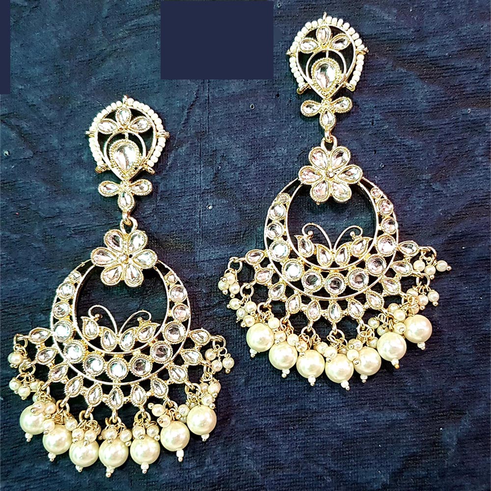 Shreeji Creation Gold Plated  Kundan Dangler Earrings