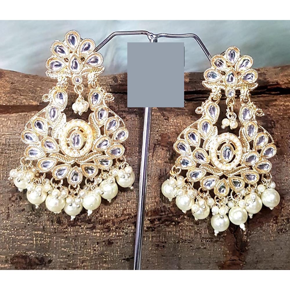 Shreeji Creation Gold Plated  Kundan Dangler Earrings