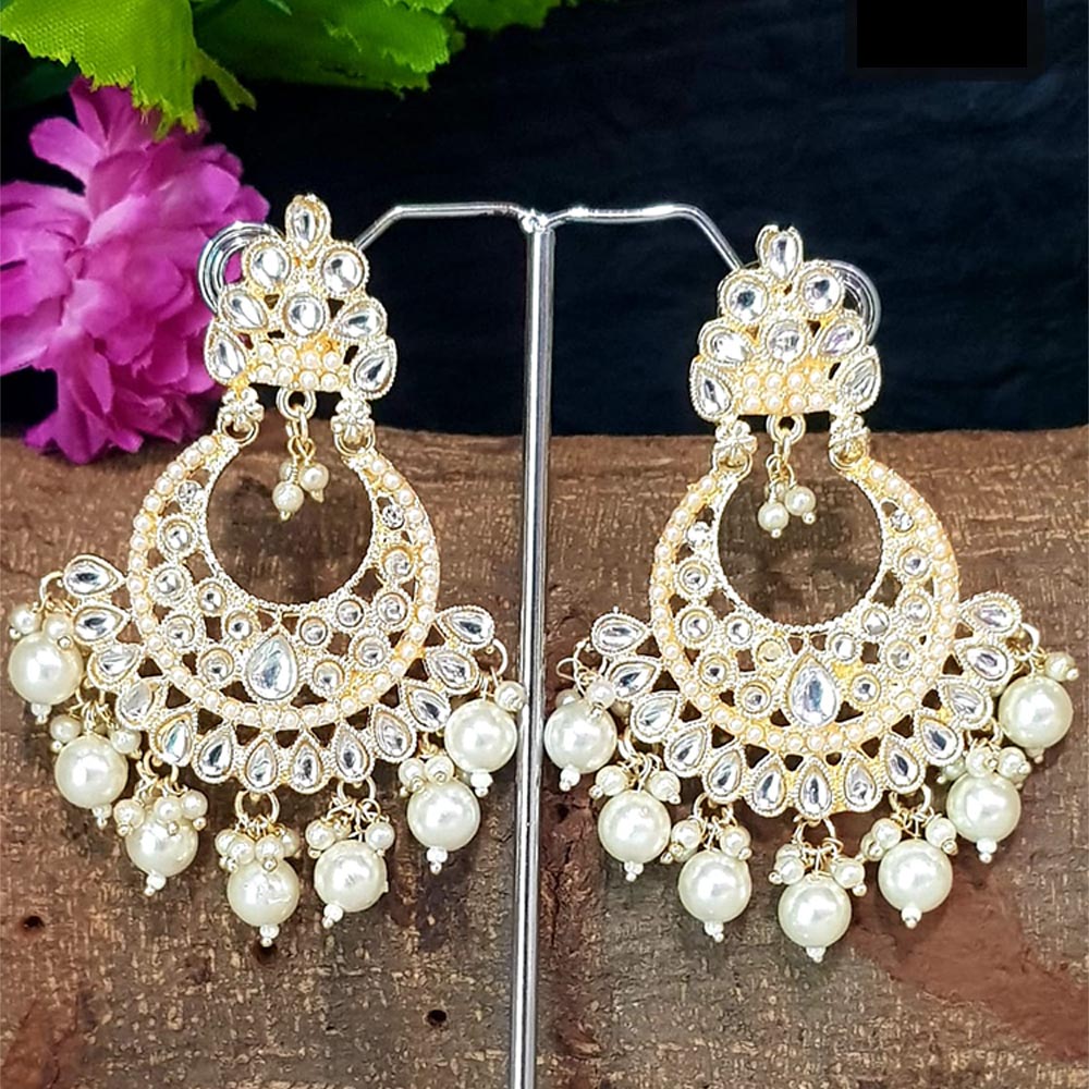 Shreeji Creation Gold Plated  Kundan Jhumki Earrings