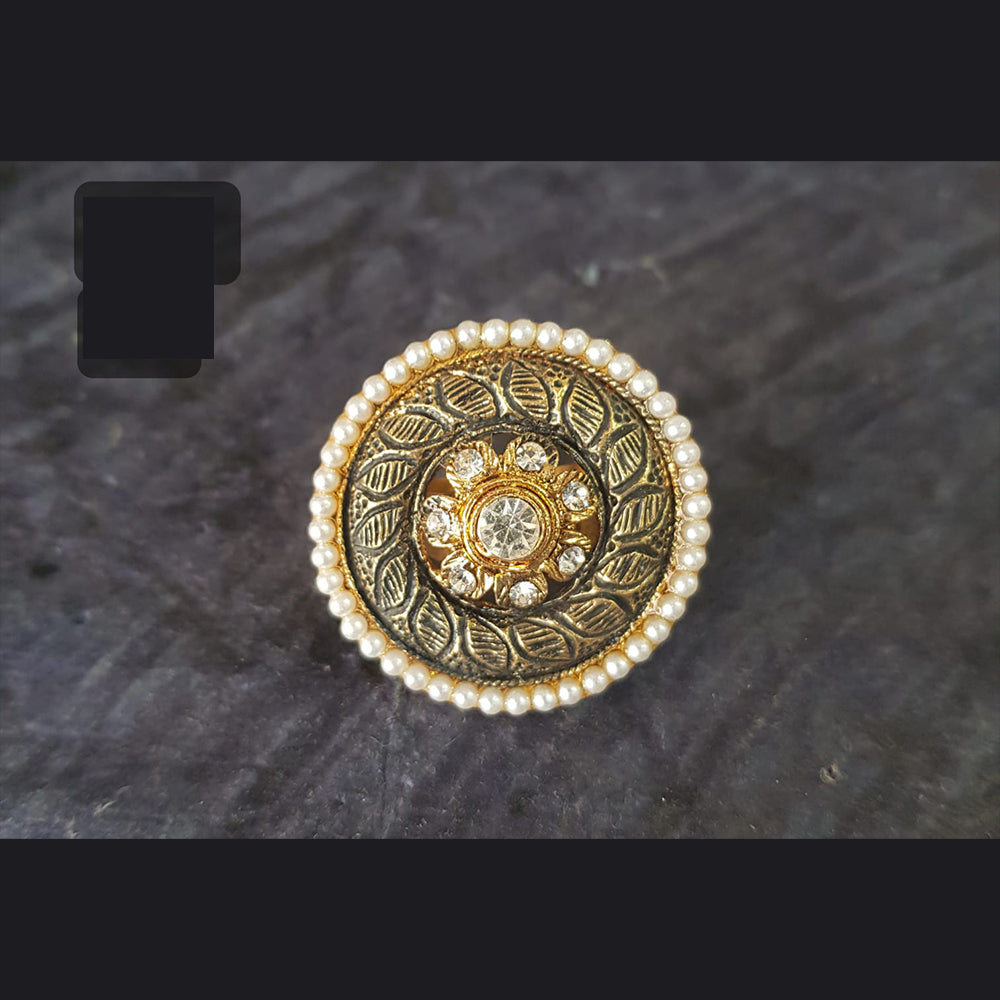 Shreeji Creation Gold Plated Austrian Stone Adjustable Ring