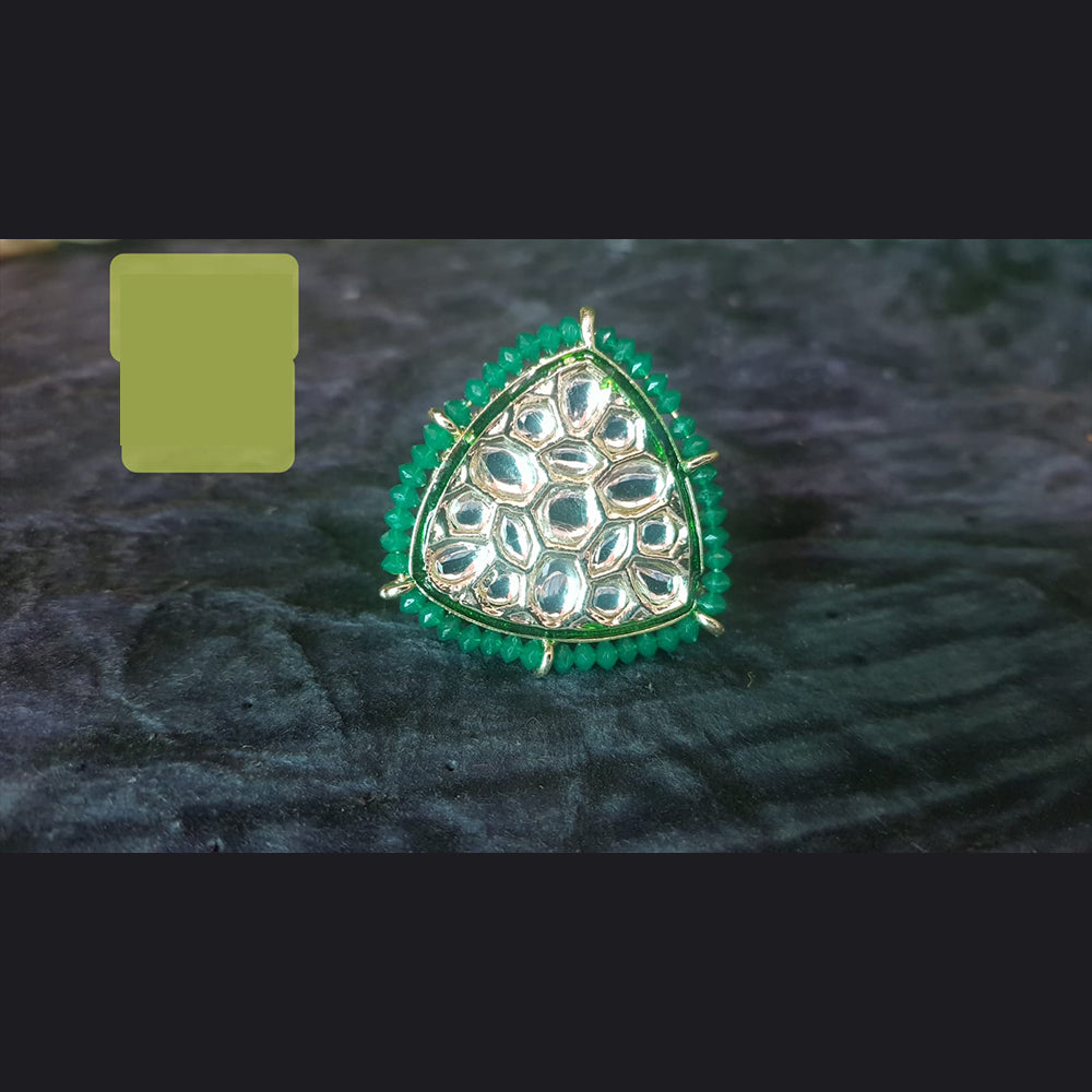 Shreeji Creation Gold Plated Austrian Stone Adjustable Ring