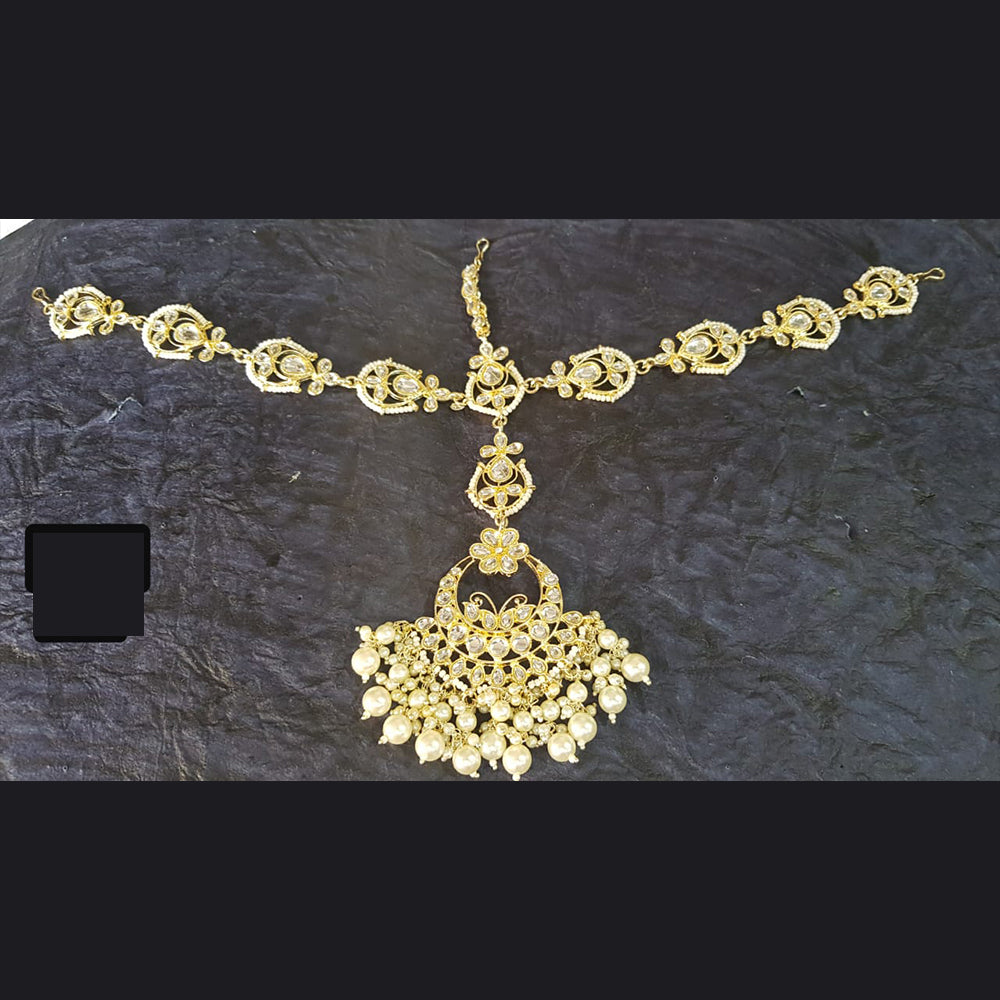 Shreeji Creation Gold Plated Kundan Stone Sheeshphool