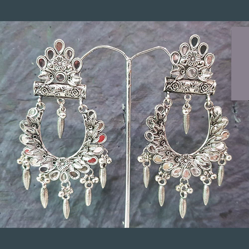 Shreeji Creation Oxidised Plated Mirror Dangler Earrings