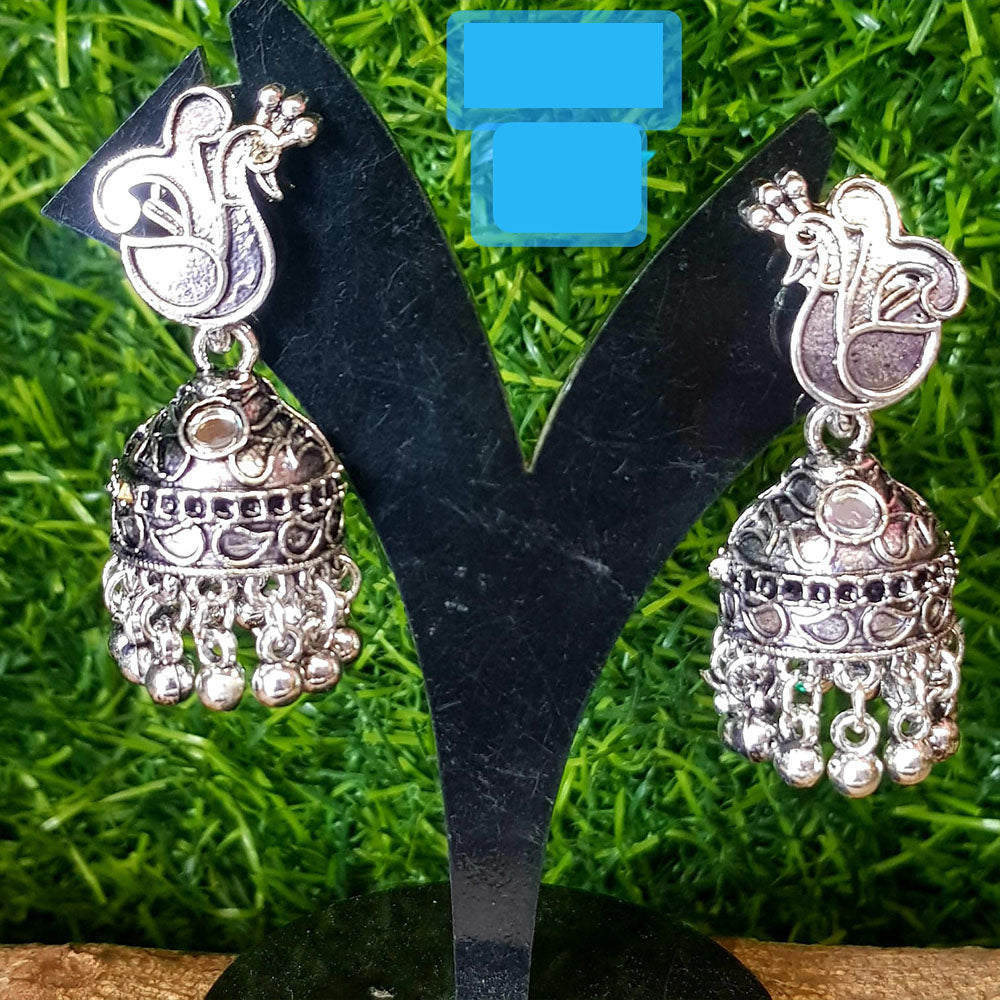 Shreeji Creation Oxidised Plated Peacock Dangler Earrings