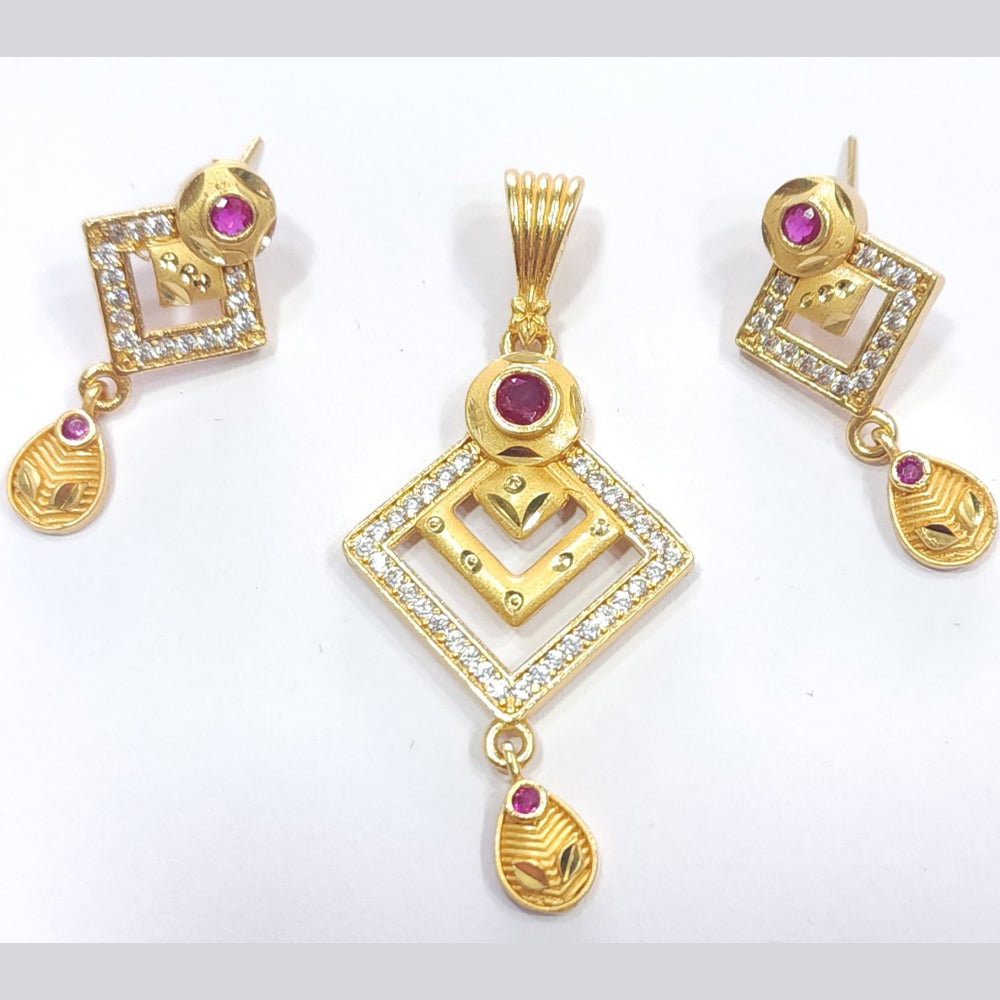 Raiya Raj Forming Gold Plated Austrian Stone Pendant Set