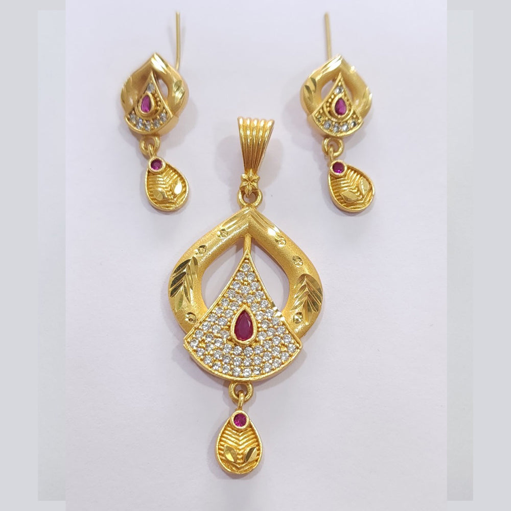 Raiya Raj Forming Gold Plated Austrian Stone Pendant Set