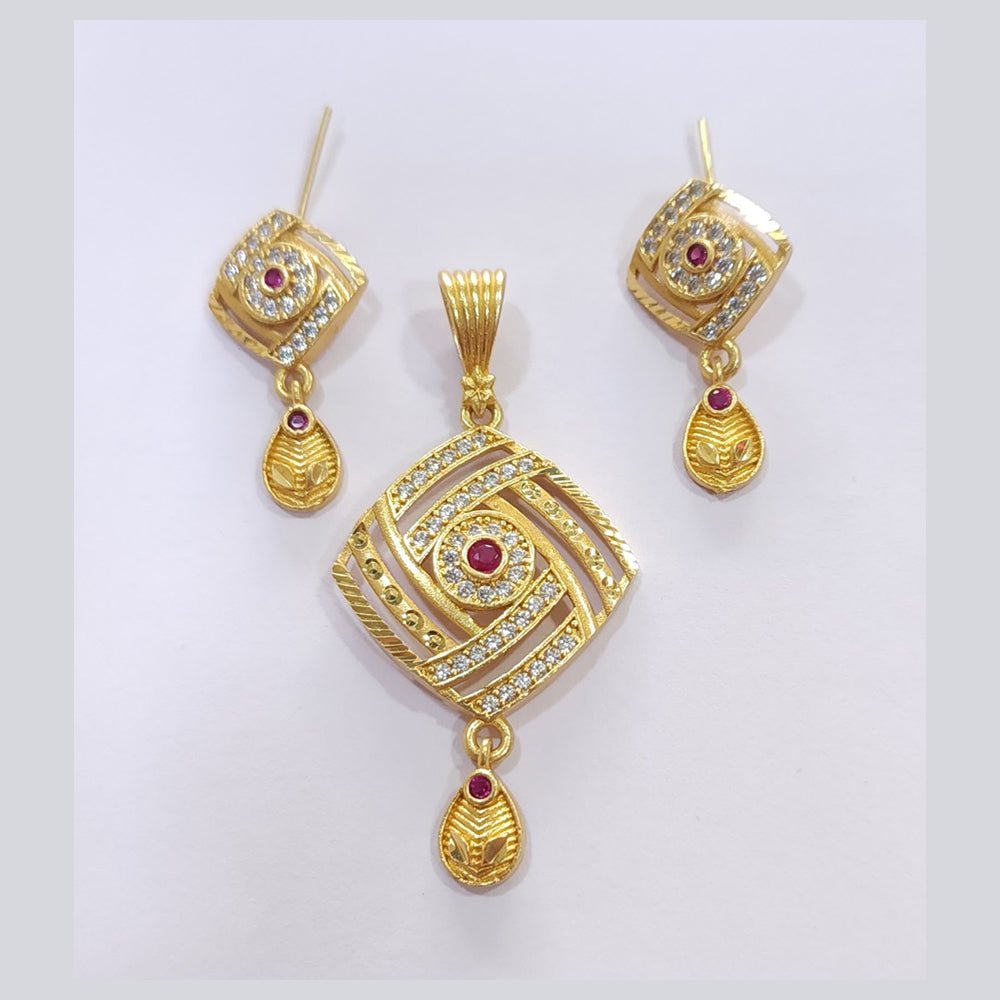 Raiya Raj Forming Gold Plated Austrian Stone Pendant Set