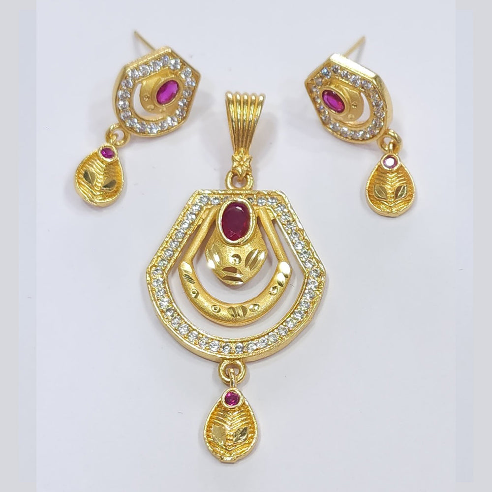 Raiya Raj Forming Gold Plated Austrian Stone Pendant Set