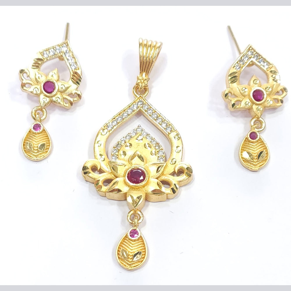 Raiya Raj Forming Gold Plated Austrian Stone Pendant Set