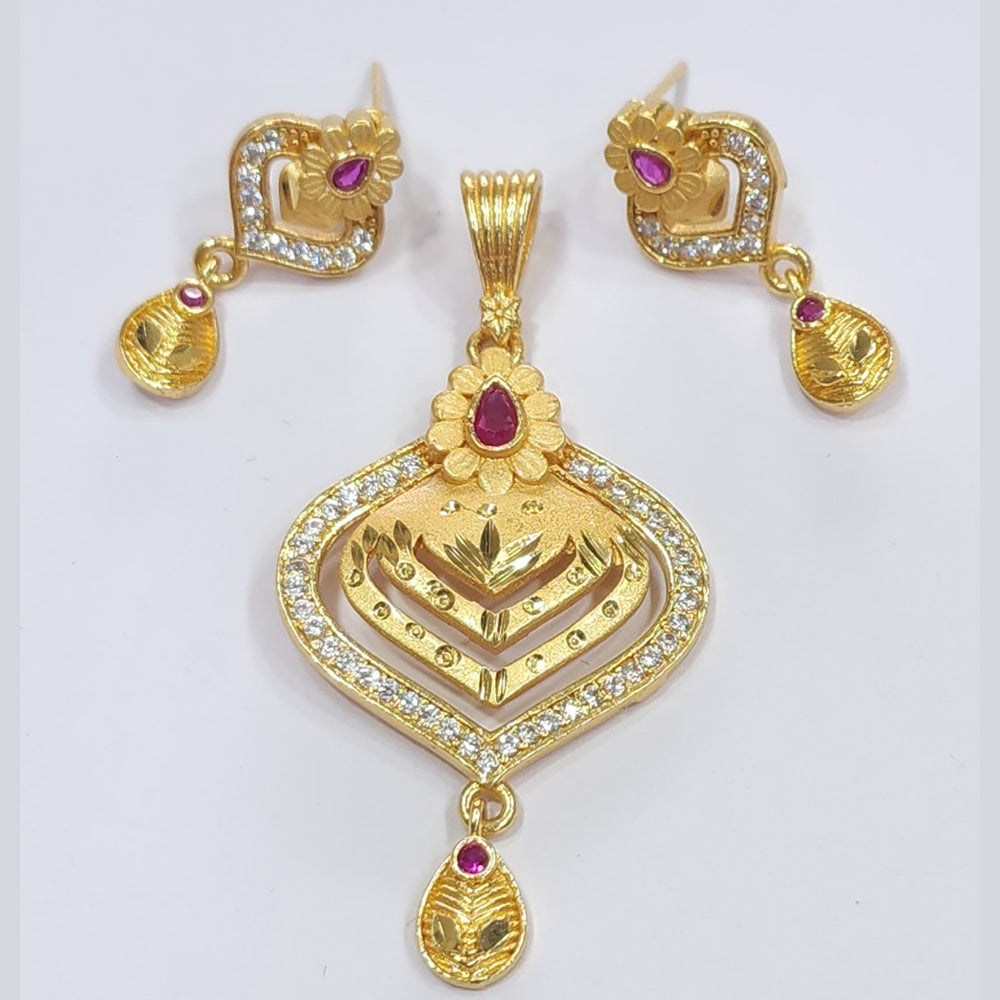 Raiya Raj Forming Gold Plated Austrian Stone Pendant Set
