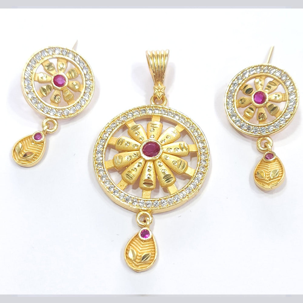 Raiya Raj Forming Gold Plated Austrian Stone Pendant Set