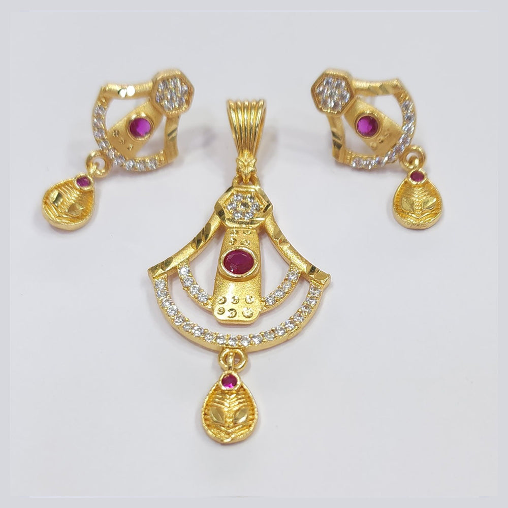 Raiya Raj Forming Gold Plated Austrian Stone Pendant Set