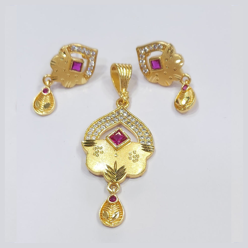 Raiya Raj Forming Gold Plated Austrian Stone Pendant Set