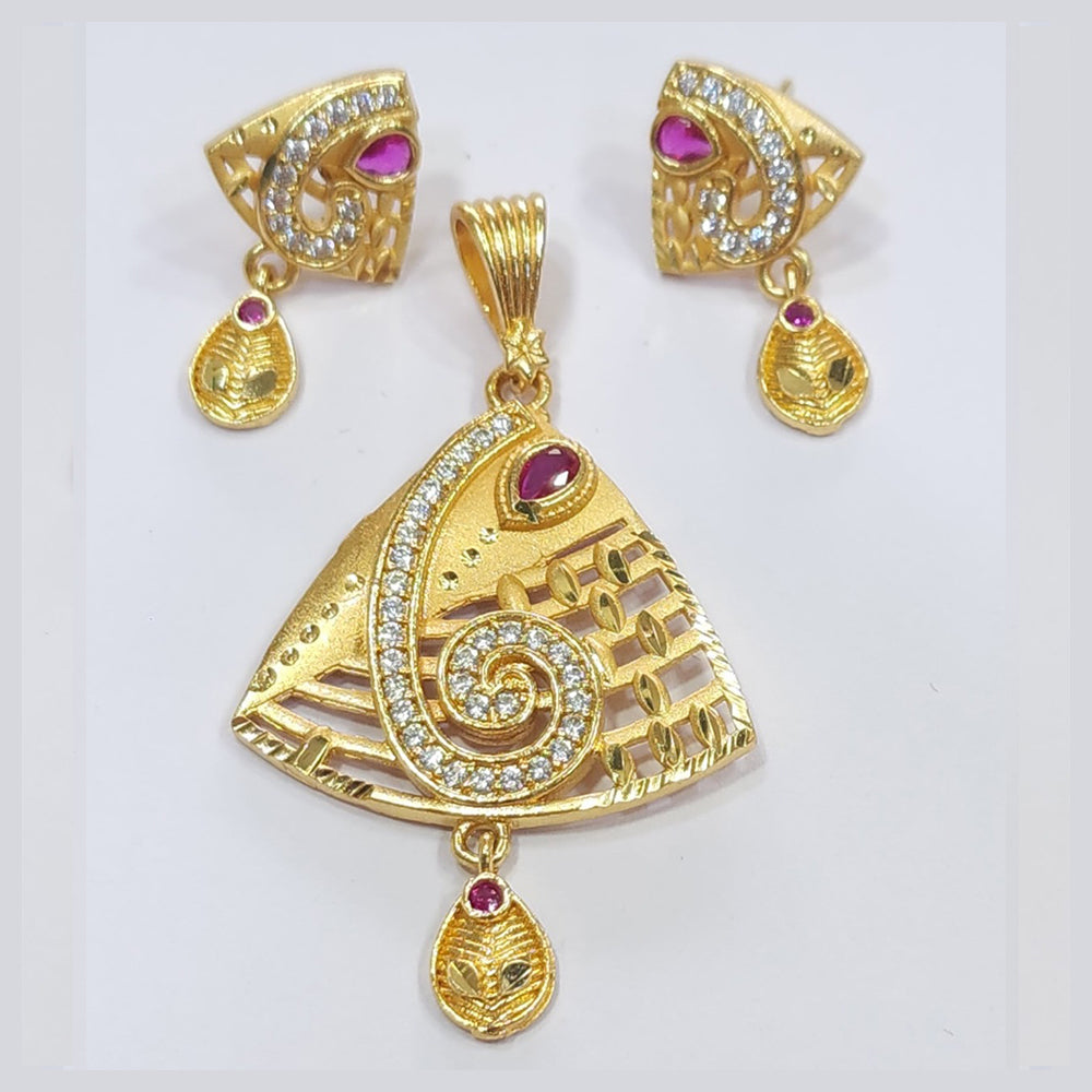 Raiya Raj Forming Gold Plated Austrian Stone Pendant Set