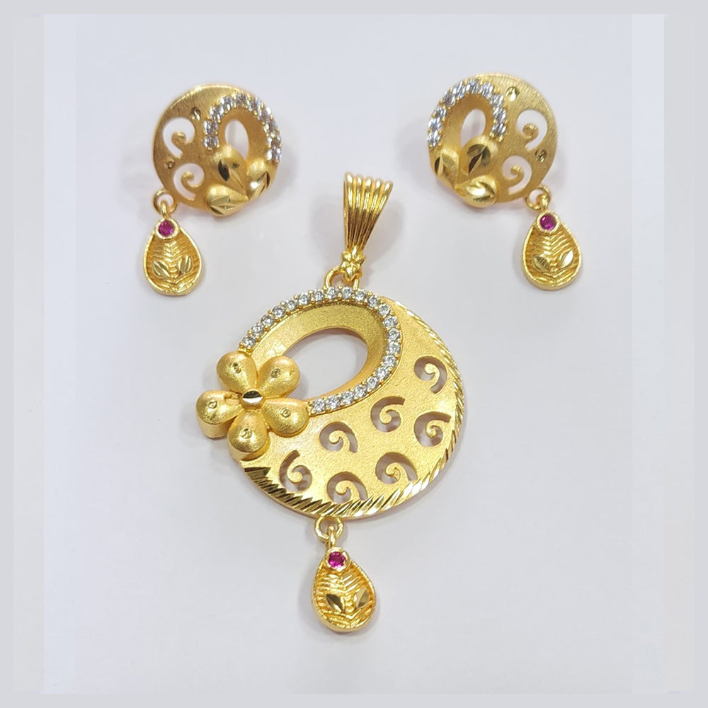 Raiya Raj Forming Gold Plated Austrian Stone Pendant Set