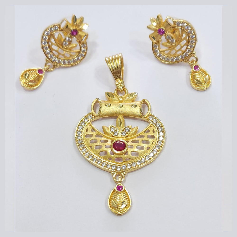 Raiya Raj Forming Gold Plated Austrian Stone Pendant Set