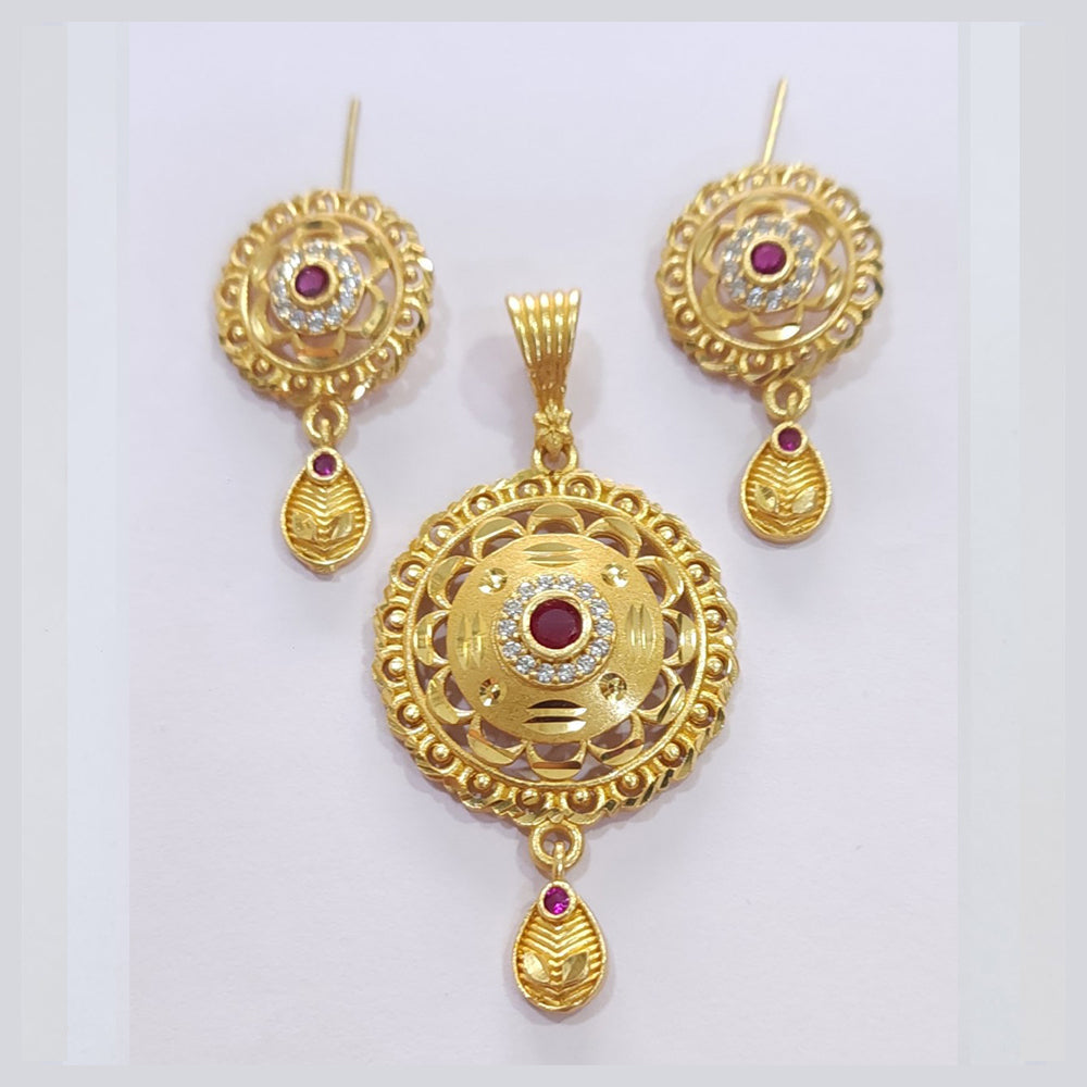 Raiya Raj Forming Gold Plated Austrian Stone Pendant Set