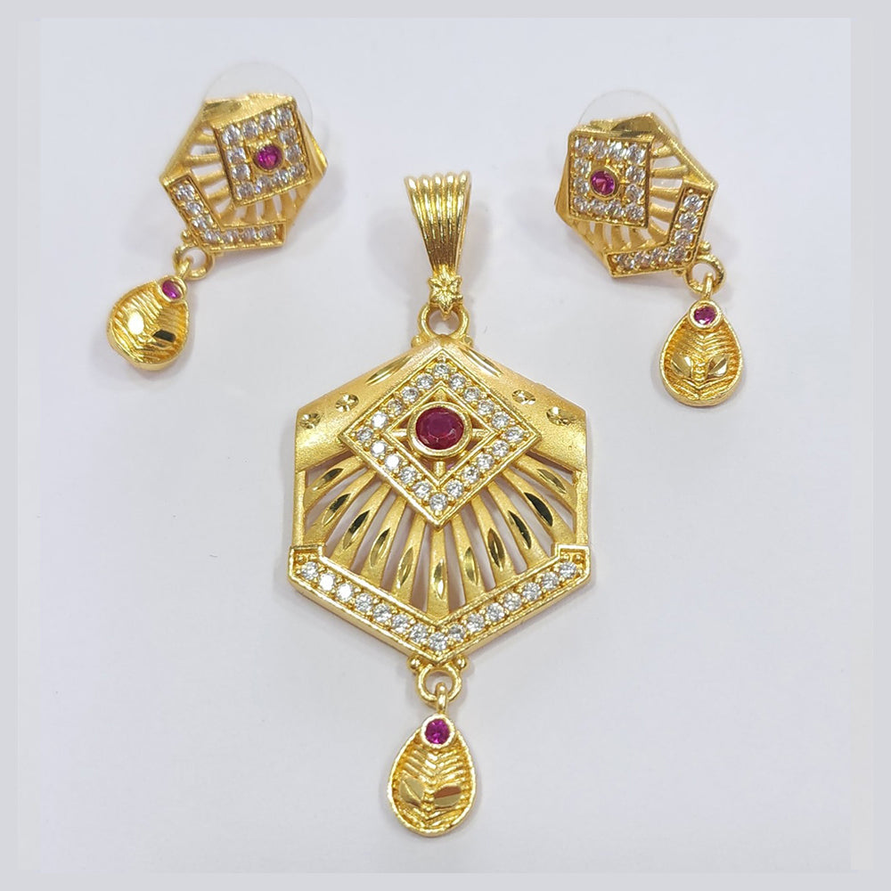 Raiya Raj Forming Gold Plated Austrian Stone Pendant Set