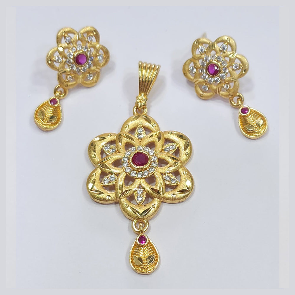 Raiya Raj Forming Gold Plated Austrian Stone Pendant Set