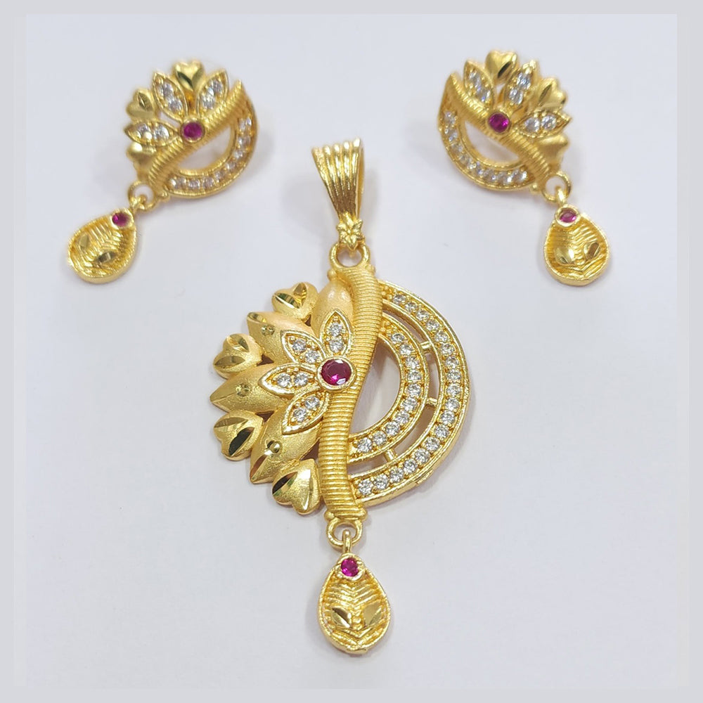 Raiya Raj Forming Gold Plated Austrian Stone Pendant Set