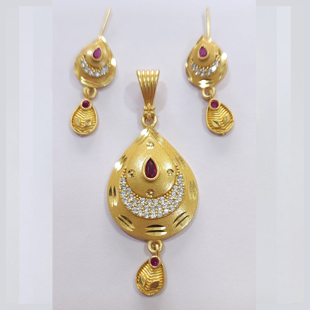 Raiya Raj Forming Gold Plated Austrian Stone Pendant Set