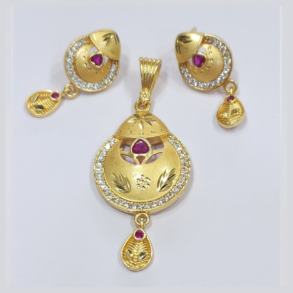 Raiya Raj Forming Gold Plated Austrian Stone Pendant Set