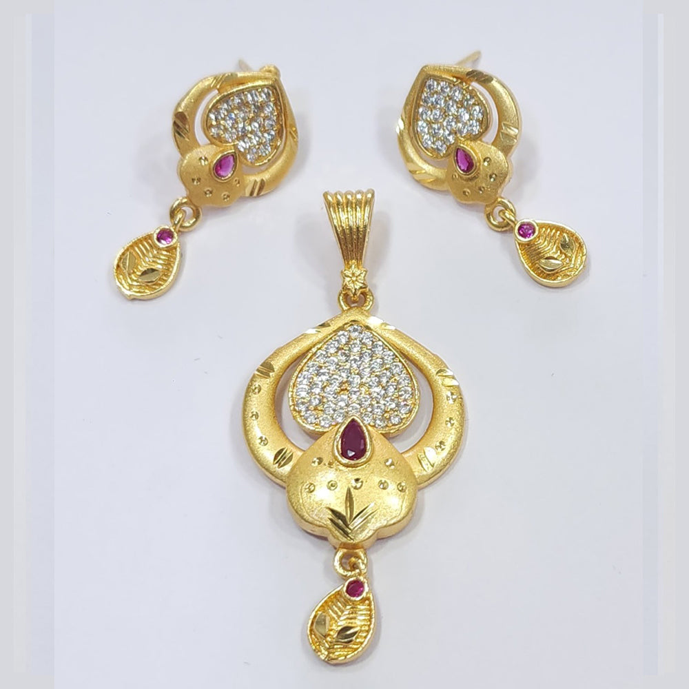 Raiya Raj Forming Gold Plated Austrian Stone Pendant Set