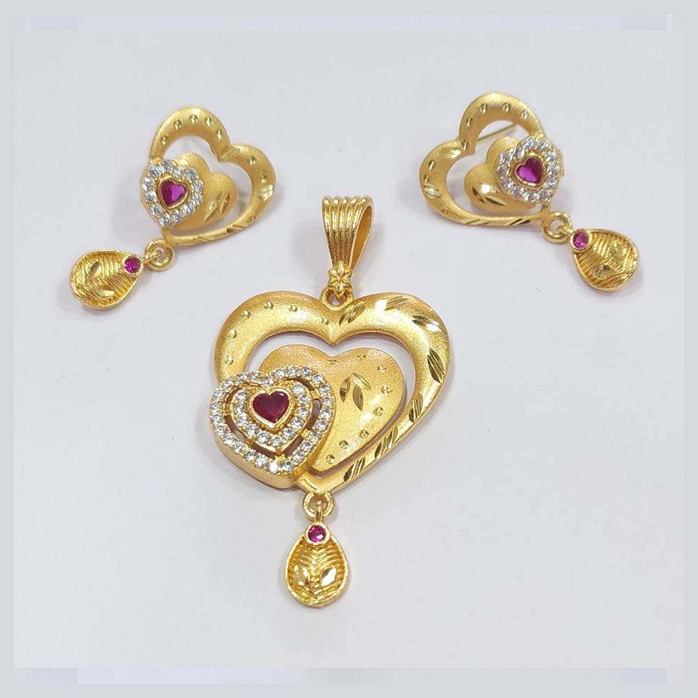 Raiya Raj Forming Gold Plated Austrian Stone Pendant Set