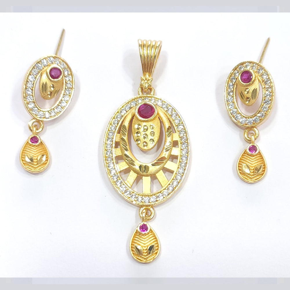 Raiya Raj Forming Gold Plated Austrian Stone Pendant Set