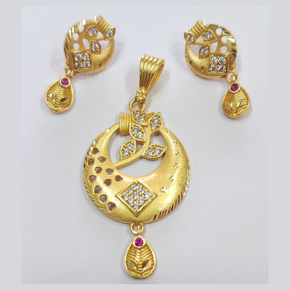 Raiya Raj Forming Gold Plated Austrian Stone Pendant Set
