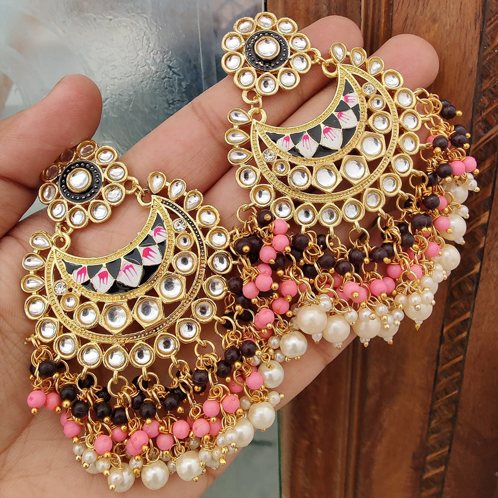 Hira Collection Gold Plated Meenaakri And Kundan Dangler Earrings