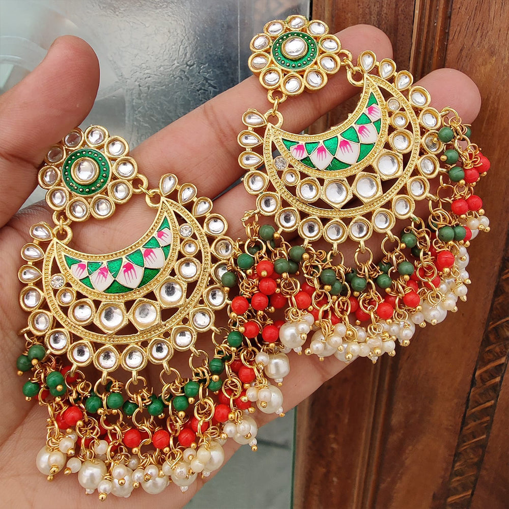 Hira Collection Gold Plated Meenaakri And Kundan Dangler Earrings