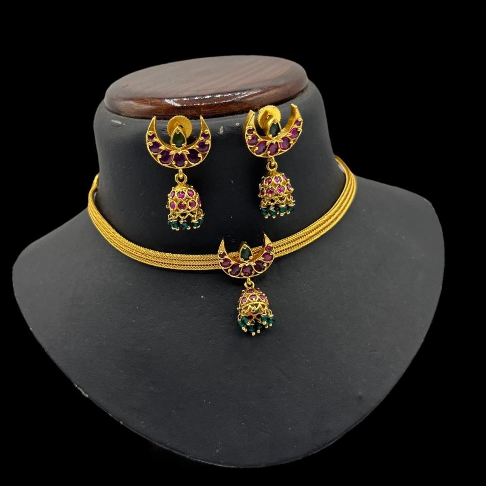 Lucentarts Jewellery Kundan Pota Stone Choker Necklace Set